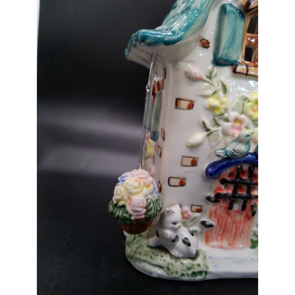 Happy Cottage/House/Bird Flowers Lighted Lamp Lantern Floral - Picture 7 of 7